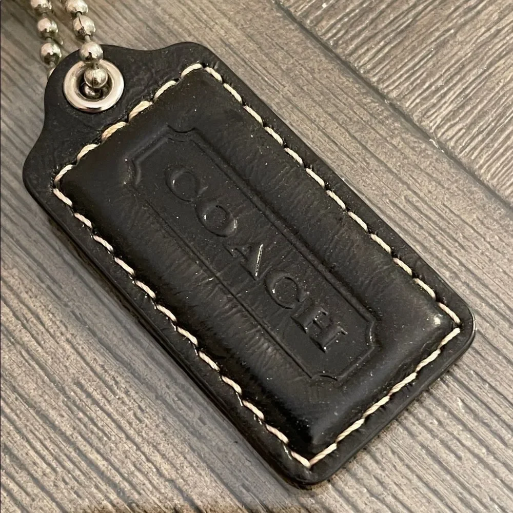 Coach Black Leather Hangtag - Key Chain